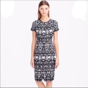 J. Crew Ikat front wrap sheath dress black white size 6